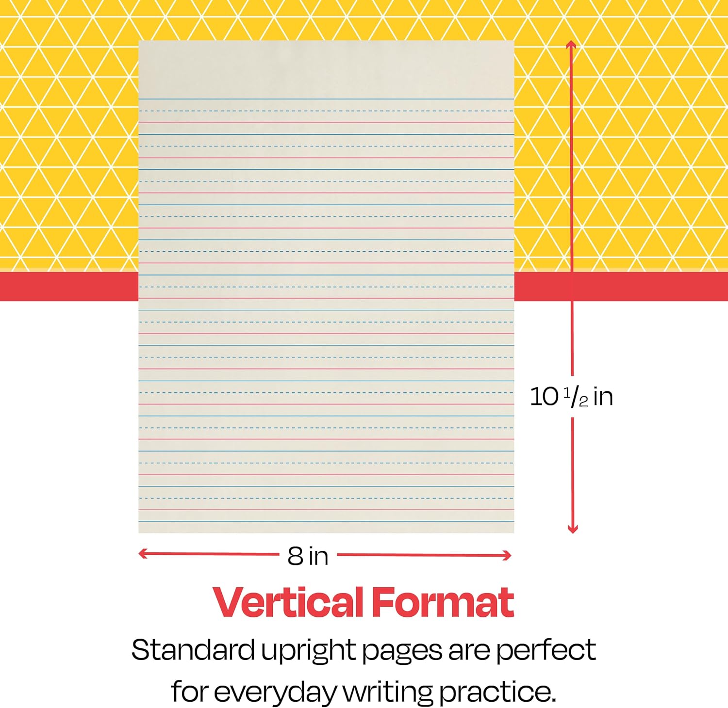 School Smart Zaner-Bloser Writing Paper, Handwriting Practice Lined Paper, Grade 3 Learning, 1/2 Inch Rule, 8 x 10-1/2 Inches, 500 Sheets