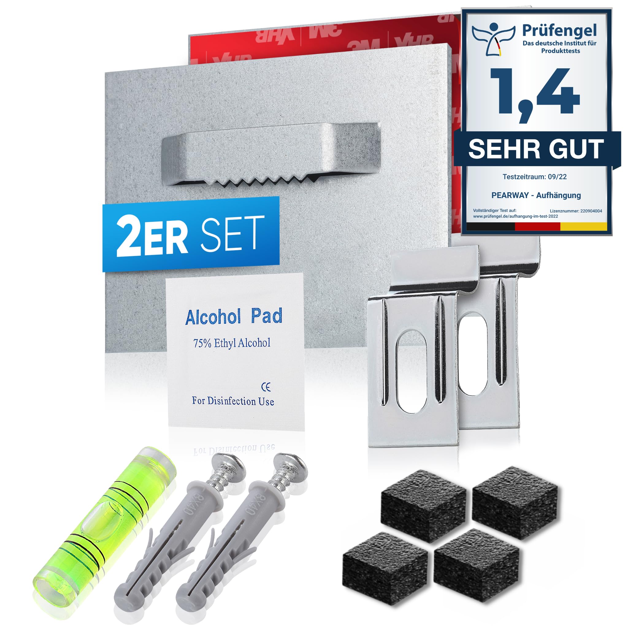 PEARWAY Bilderhaken selbstklebend EXTRA STARK [HALT BIS 6KG] für Alu Dibond & Acrylglas Aufhängung - Bilder aufhängen ohne Bohren - Klebehaken Bilder - Bildaufhänger Spiegelhalter - Spiegel Aufhängung