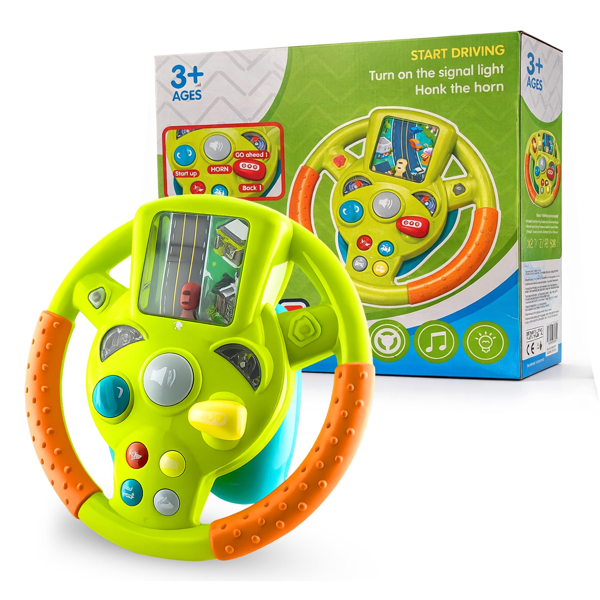 Steering Wheel Toy for Kids | Realistic Car Driving Simulator with Lights, Sounds & Music | Automatic Steering Wheel Toy for Boys & Girls | Fun & Educational Pretend Play Toy for Toddlers (ZVYSW01)