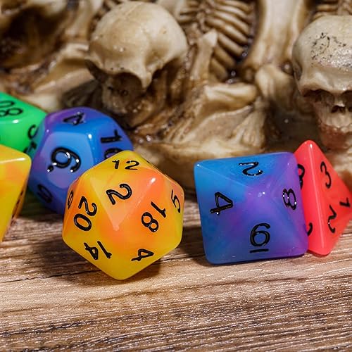 Miniatura 5 de 5 juegos de dados DND que brillan en la oscuridad, juego de 35 dados poliédricos luminosos con 1 bolsa de dados de cuero, dados D&D brillantes para