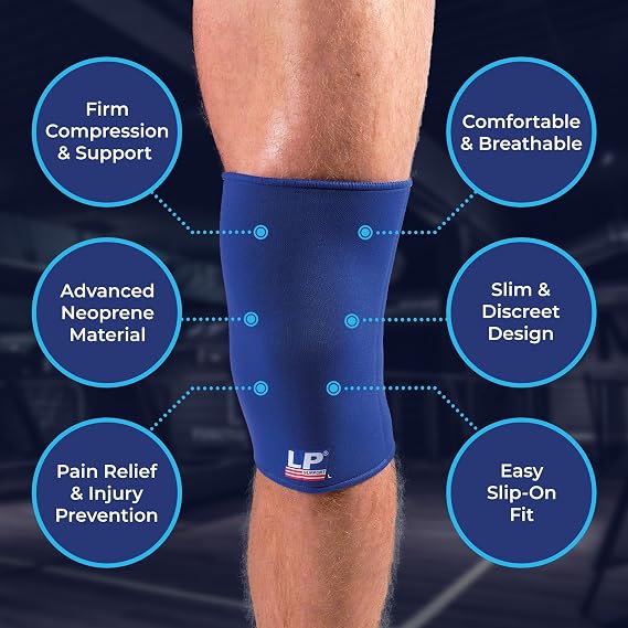 SUNWISE Men's LP Closed Patella, Neoprene Support-Arthritis Pain Relief, Knee Compression Support & Sports Injury Rehabilitation. Blue Large
