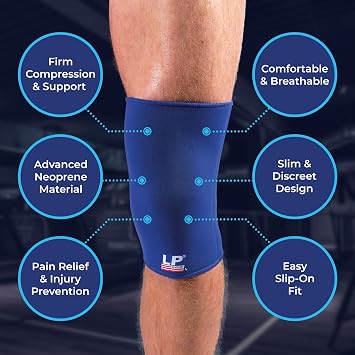 SUNWISE Men's LP Closed Patella, Neoprene Support-Arthritis Pain Relief, Knee Compression Support & Sports Injury Rehabilitation. Blue Large