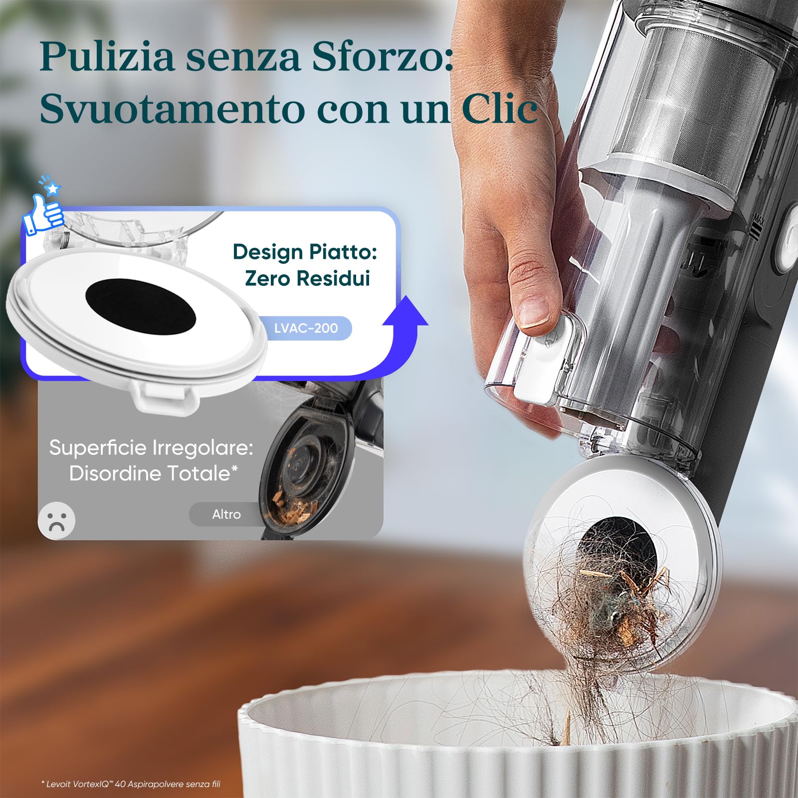 LEVOIT Aspirapolvere senza Fili Antigroviglio e Leggero, Fino a 50 Minuti, Luce LED, Filtrazione a 99,9%, 4 in 1 Scopa Elettronica senza Fili per Animali, Pavimento, Auto, 180W