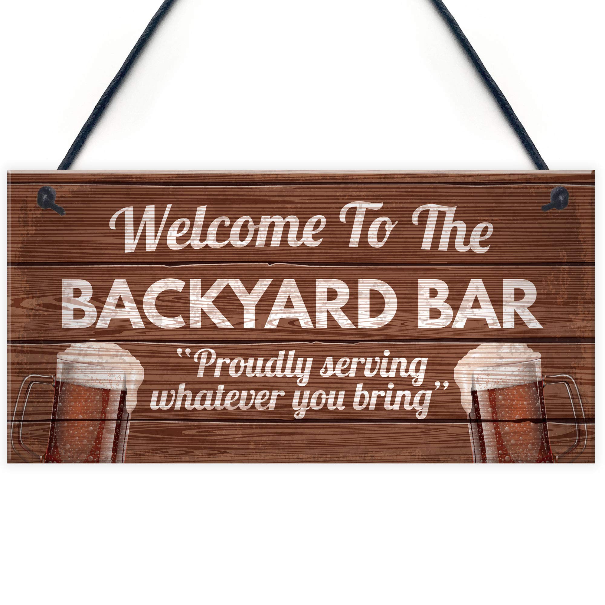 RED OCEAN Novelty Backyard Bar Hanging Plaque For The Garden/Man Cave/Kitchen Funny Alcohol Sign