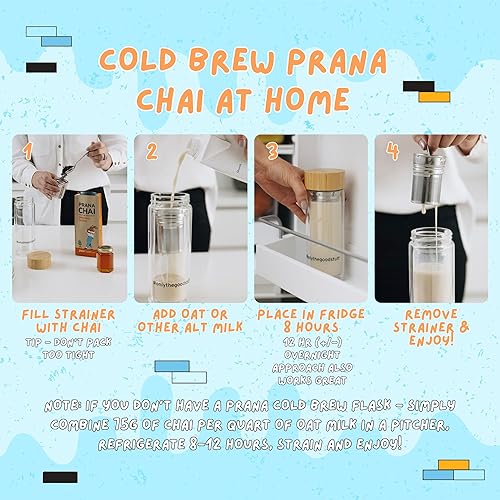 Miniatura 5 de Prana Chai Lovers - Paquete de iniciación con tetera, colador de malla fina y mezcla masala totalmente natural, mezclado a mano con miel para té