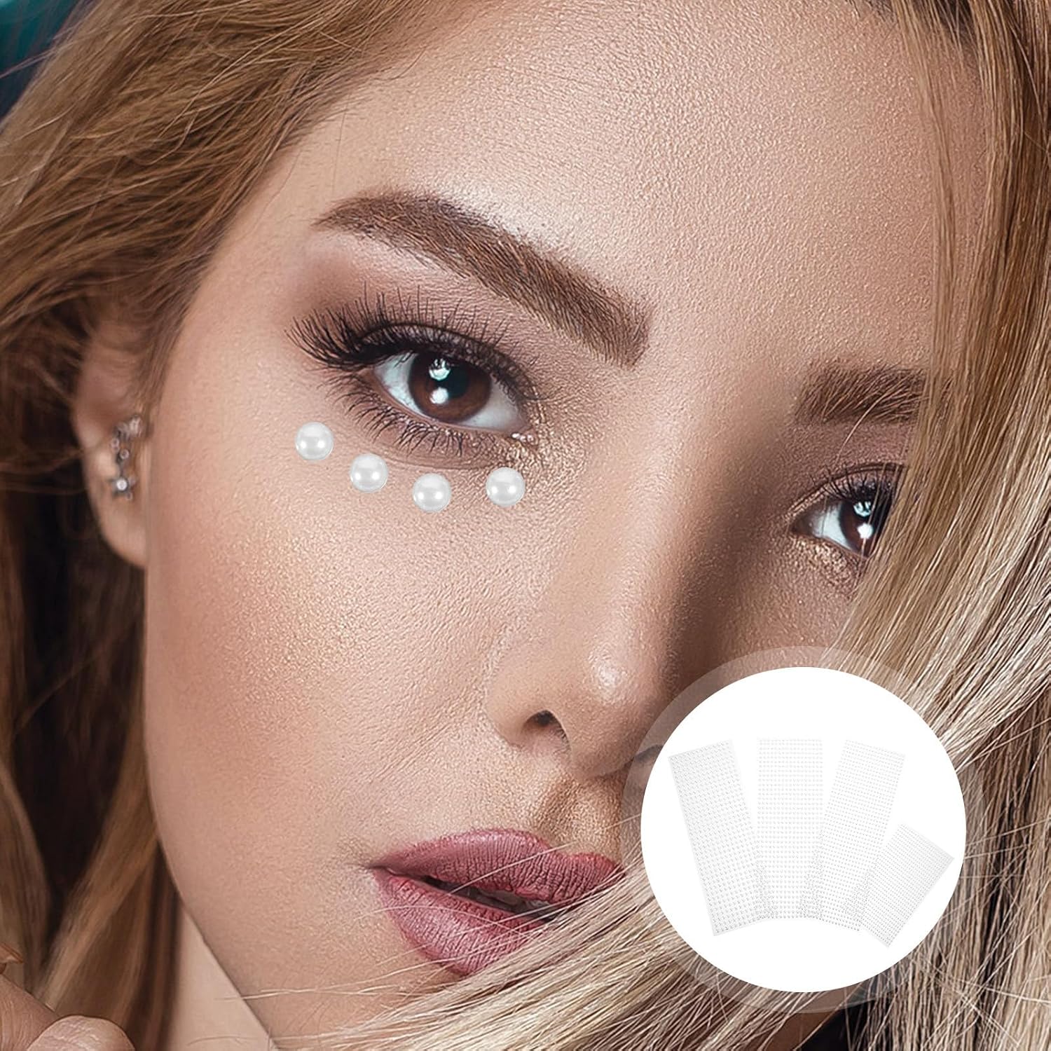 4 Sheets White Resin Pearl Stickers Self Adhesive for Face Makeup and DIY Crafts, Each Sheet Contains 750 to 900 Pieces, Unique and Decorative Facial Pearls for Masquerade and Nail