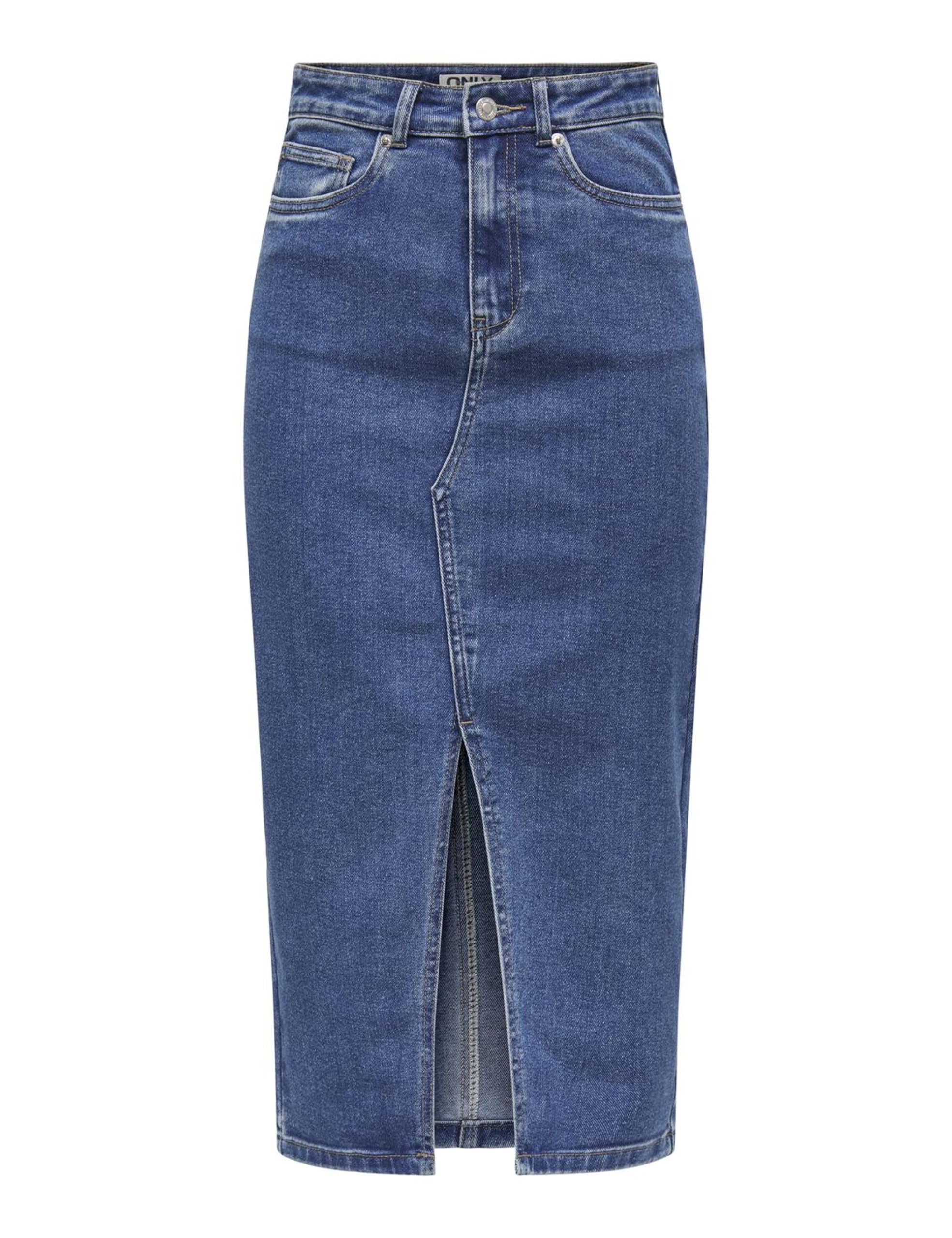 ONLY Womens Onlsiri Front Slit DNM Gua Noos Denim Skirt, Blue, L UK