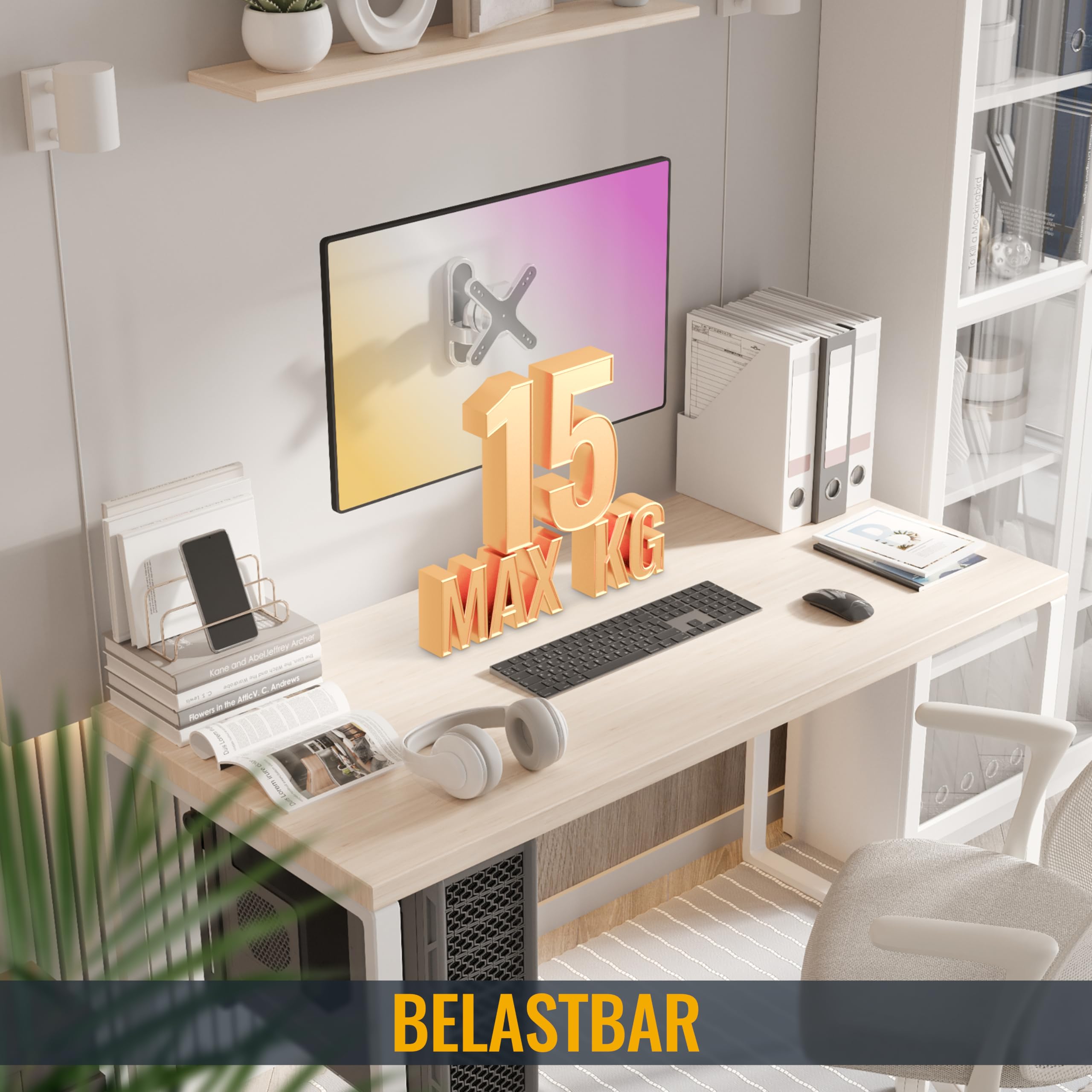 RICOO Uchwyt ścienny do monitora PC, z atestem TÜV, wychylny, uniwersalny, do ekranów 13-19-24-27-32 cali, uchwyt ścienny S1911, uchwyt na monitor, uchwyt na ekran, VESA 75 x 75, 100 x 100 mm