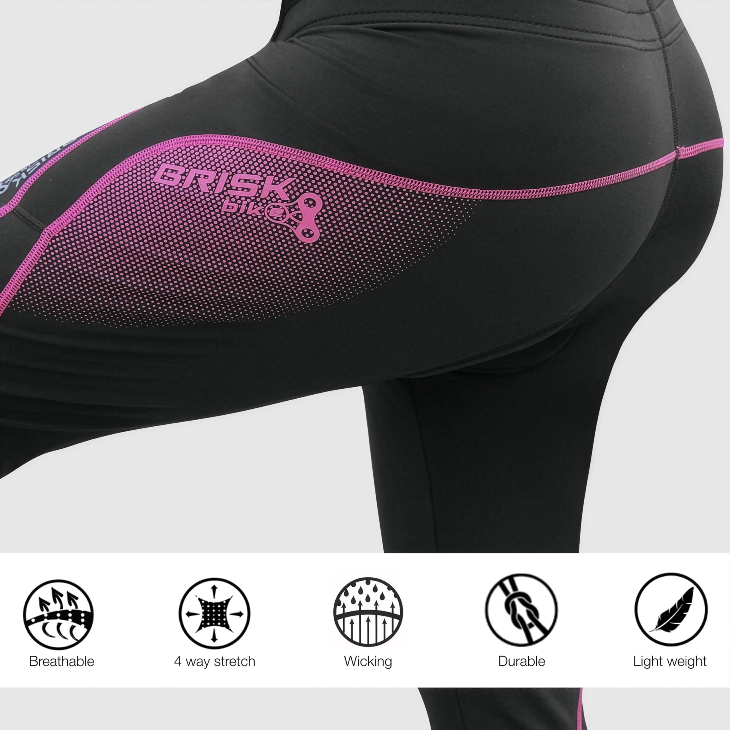 Brisk Bike Donne Collant Ciclisti Termici Pantaloncini Lunghi Leggings Biciclette Collant da Bicicletta Imbottiti