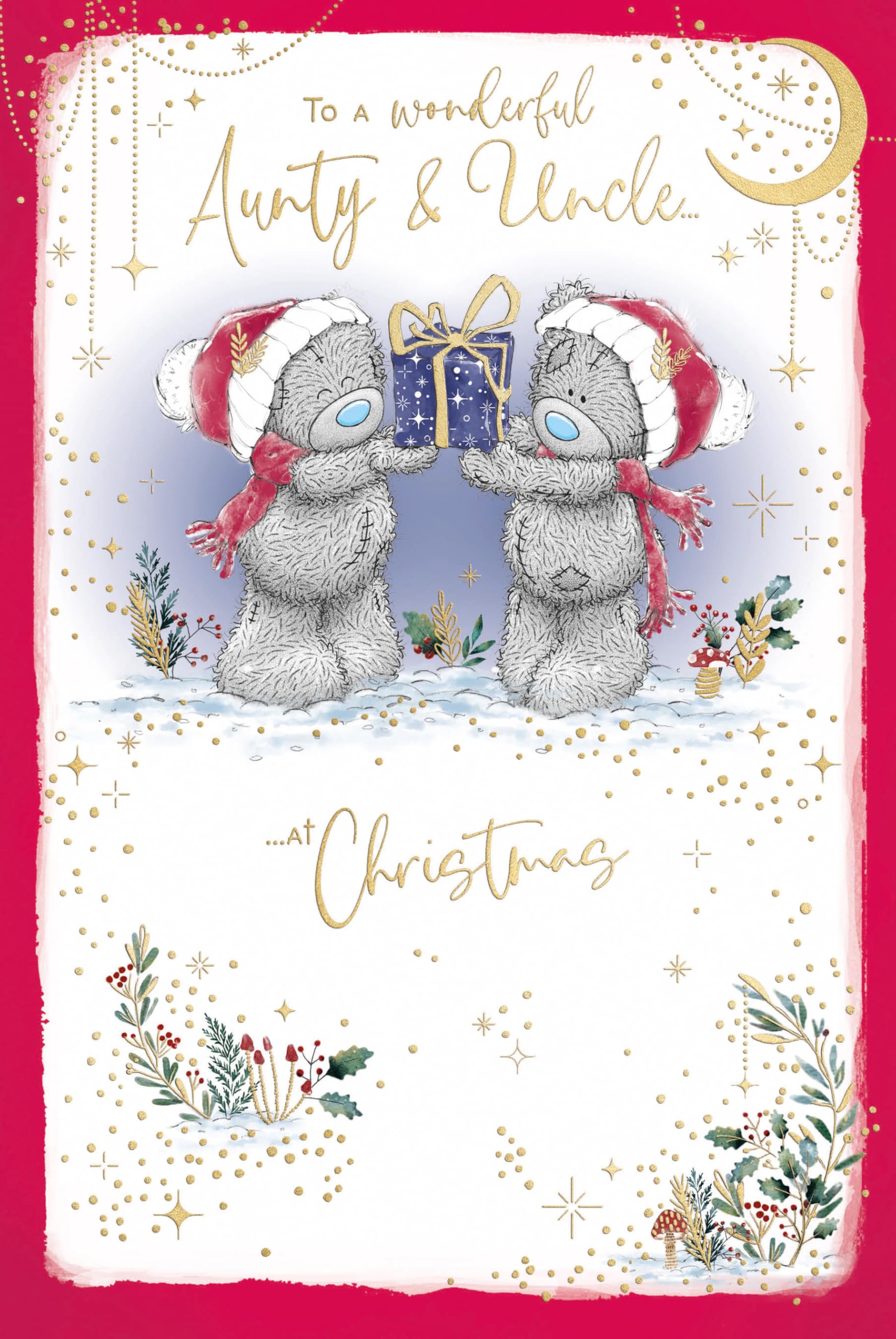 Me To You Christmas Card To A Wonderful Aunty and Uncle, Tatty Teddy Bears XSM01535