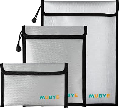 Fireproof Waterproof Document Bag, 3 Pack Safe Money Bags | Upgraded Pouch With Zipper, Fire & Water Resistant, Storage Organizer, for Documents Holder,File,Cash,Passport,Tablet