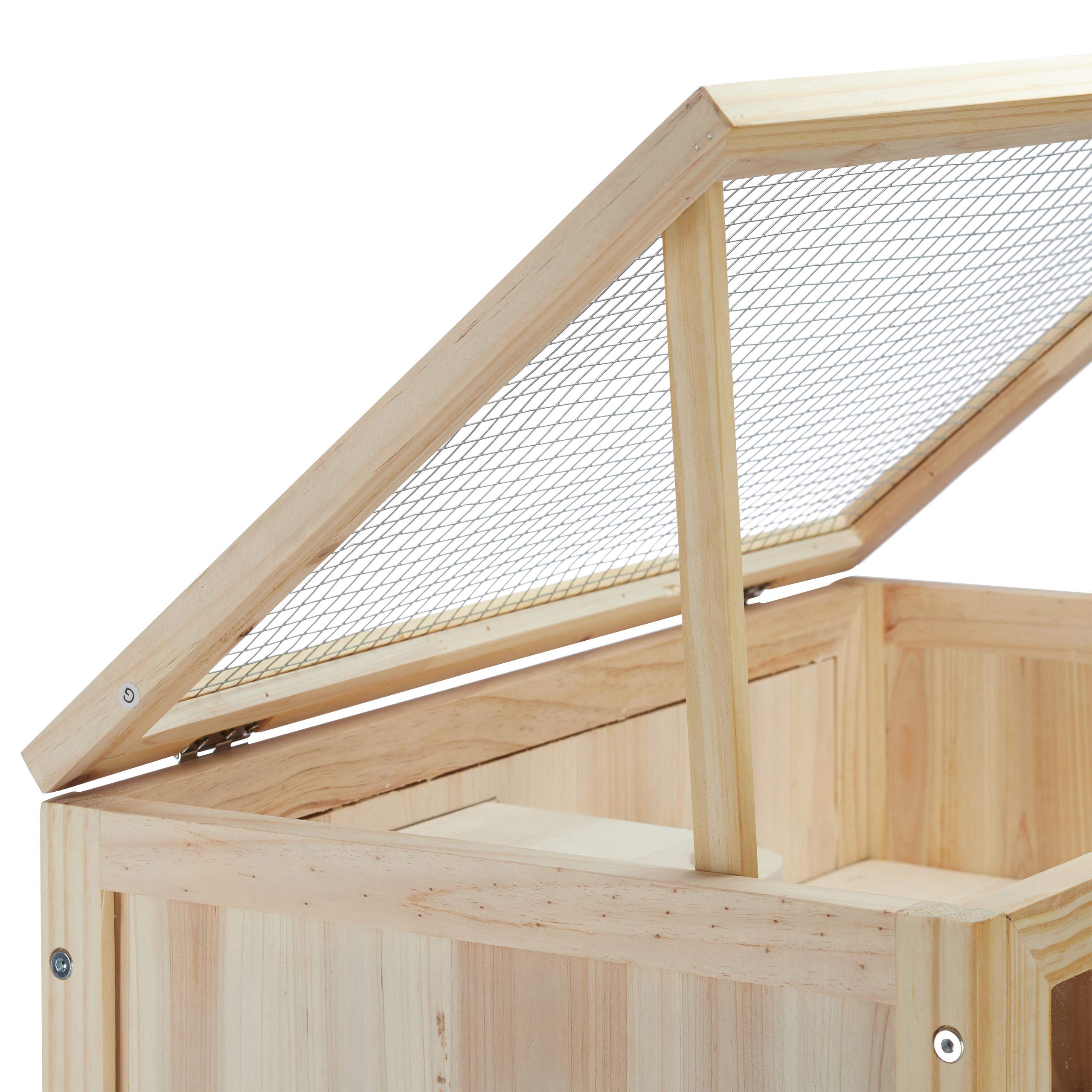 Relaxdays Maxi Gabbia per Criceti, Villa per Roditori, 3 Piani, Scalette, Porte, Tetto, 120x60x40 cm, Legno Naturale