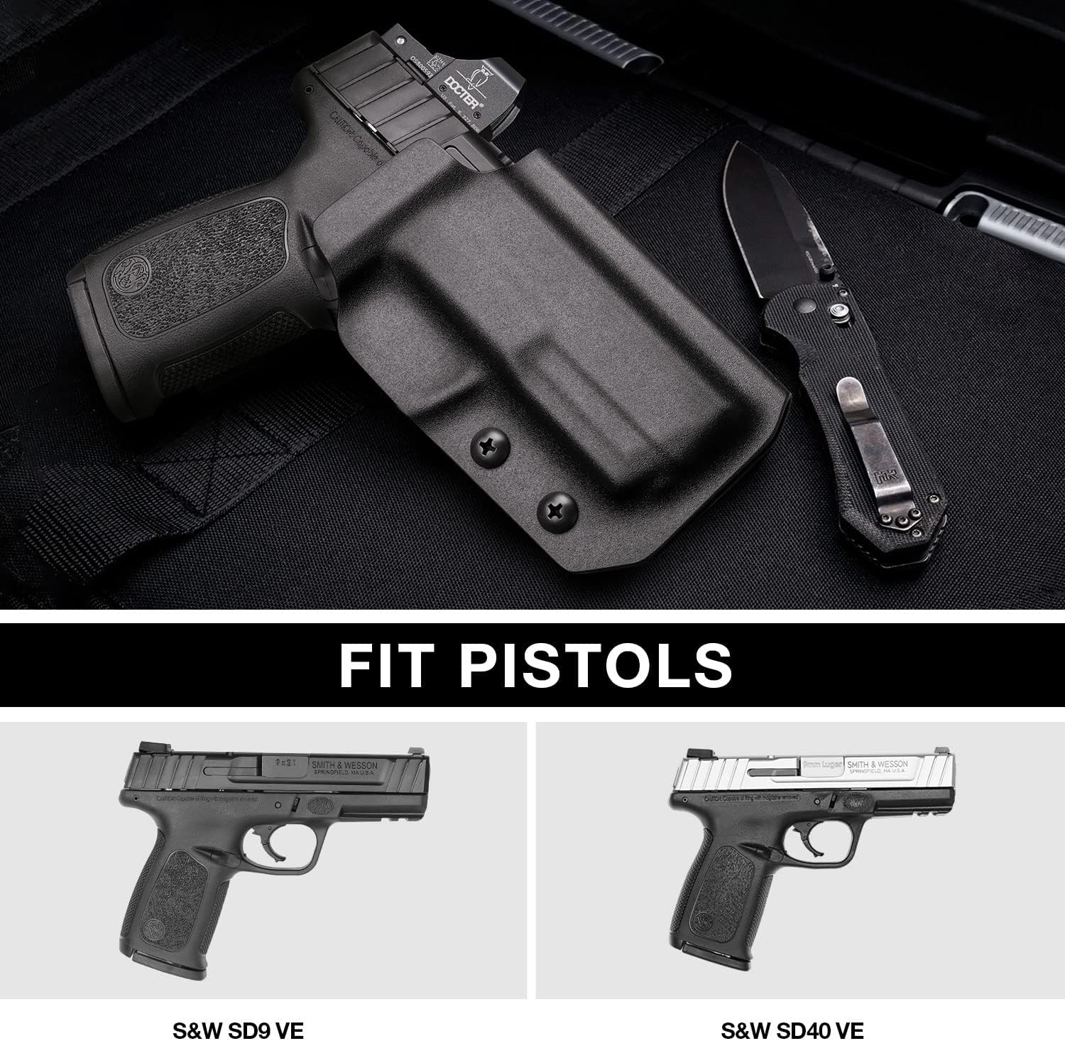 OWB Kydex Holster Fits Springfield Hellcat, Glock 43, M&P 9MM/.40 M2.0 & Shield with Laser, S&W SD9 VE/SD40 VE, Taurus G2C/G3C/PT111/PT140, SCCY CPX-1/CPX-2, 1911 – Red Dot Compatible