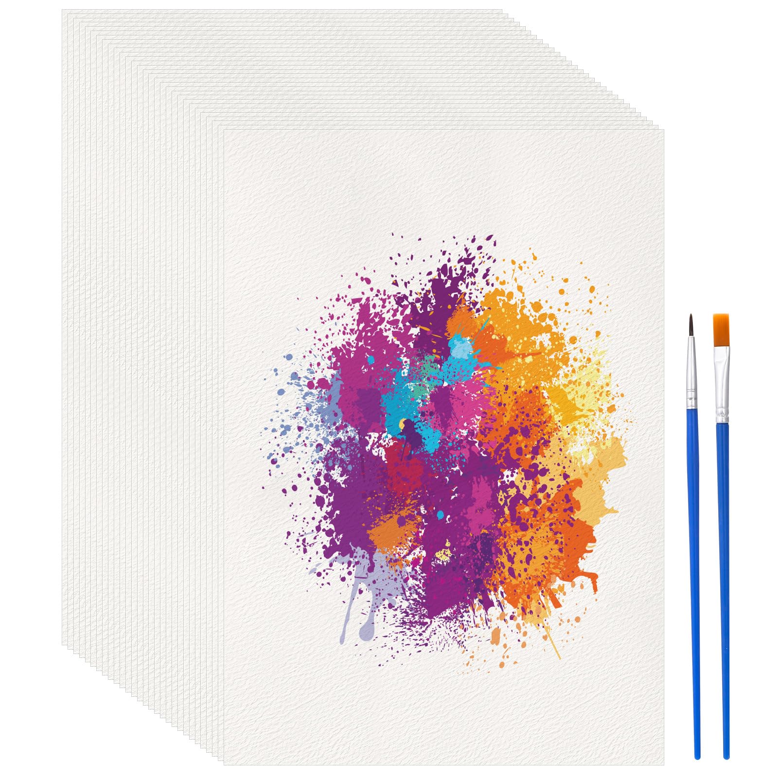 Realjoy 24 Sheets Watercolour Paper A4 Pad, 300GSM, White, Thick Watercolor Paper with 2 Paint Brushes, Paper for Watercolour Painting, Drawing, Sketching and Mixed Media