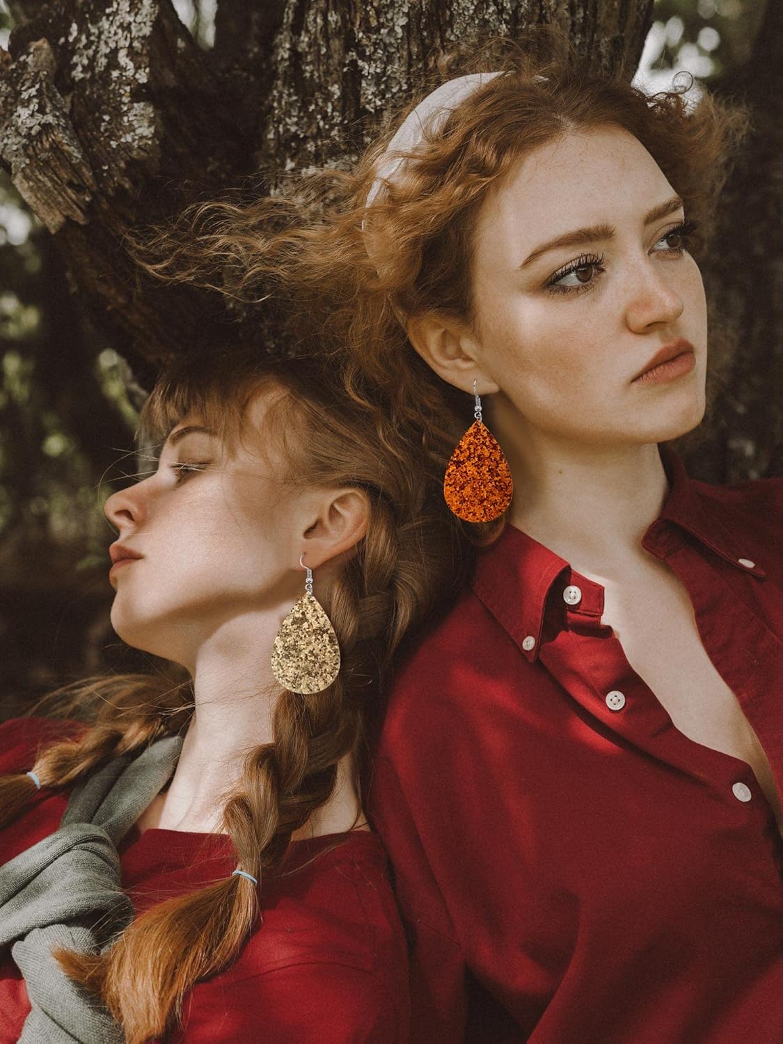 Hicarer 20 Pairs Christmas Glitter Teardrop Earrings Bulk Colorful Faux Leather Dangle Earrings for Women Birthday Gift Fashion Jewelry - Image 7