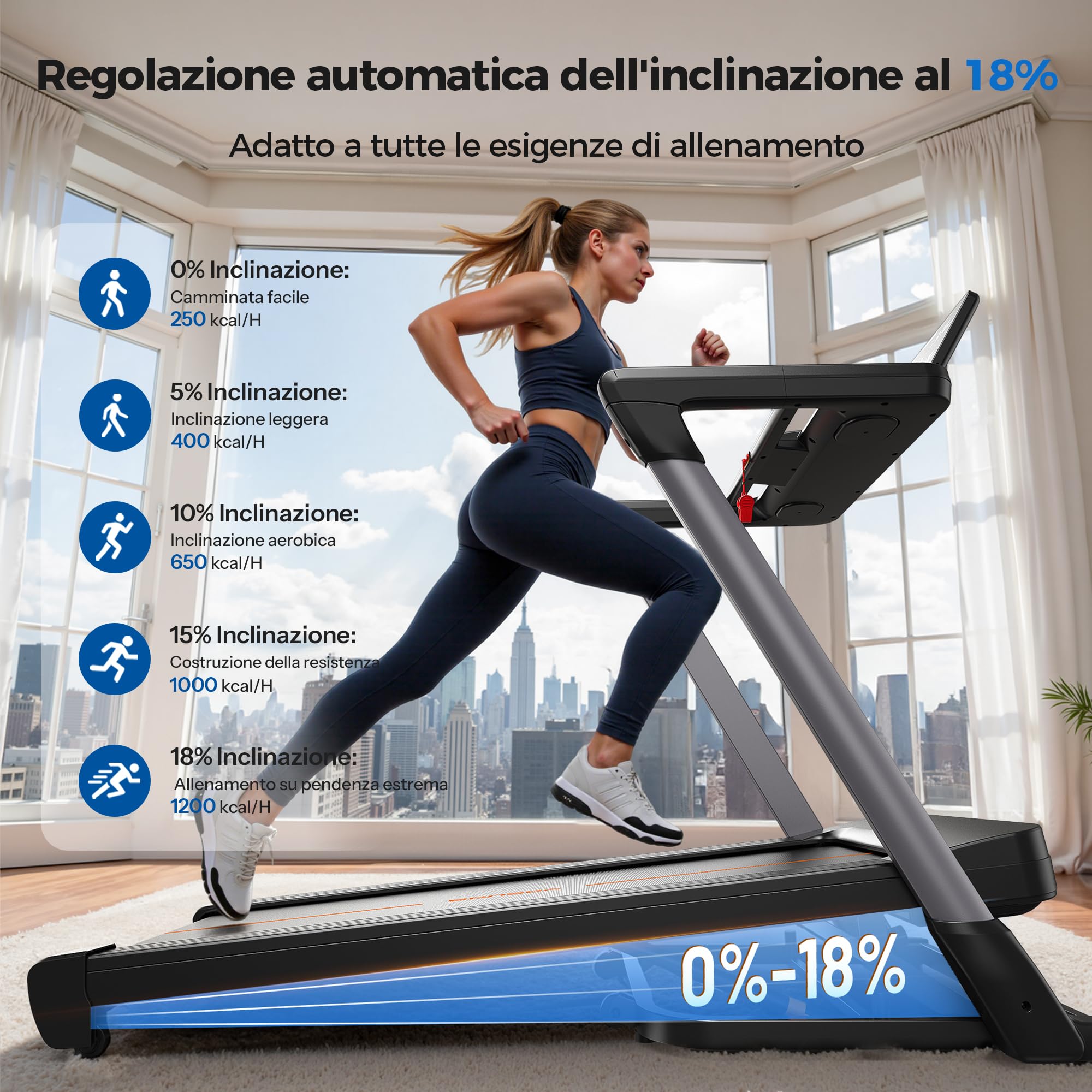 YOSUDA Bieżnia do domu, składana, automatyczna bieżnia z automatycznym nachyleniem 18%, 3,0 KM, obciążenie do 172 kg, kompatybilna z aplikacją Bluetooth, ekran LED o wysokiej rozdzielczości