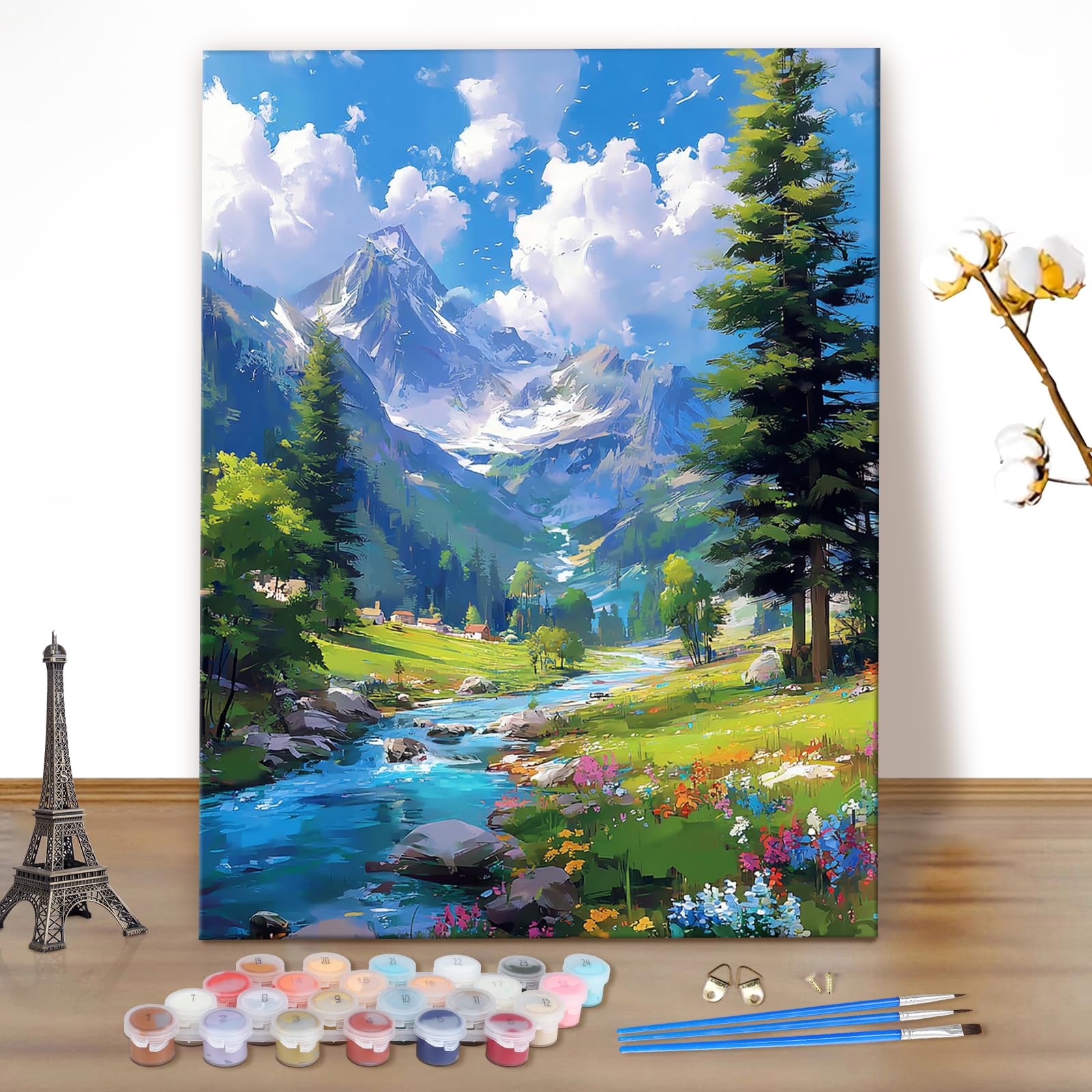 MEIYUDA DIY Paint by Numbers for Adults Landscape Mountain, Paint by Numbers Kits, Arts and Crafts for Beginner, Drawing Paintwork Wall Art 40x50cm(Without Frame)
