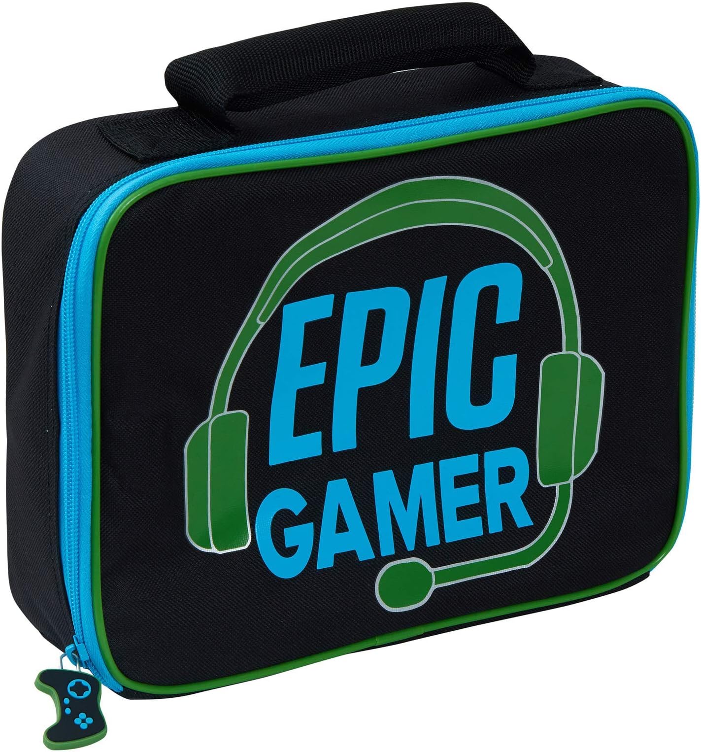 Epic Gamer Lunch Bag Kids Teens Adults Travel School Insulated Lunch Box with Bottle Holder Easy Wipe Clean & Strong Carry Handle