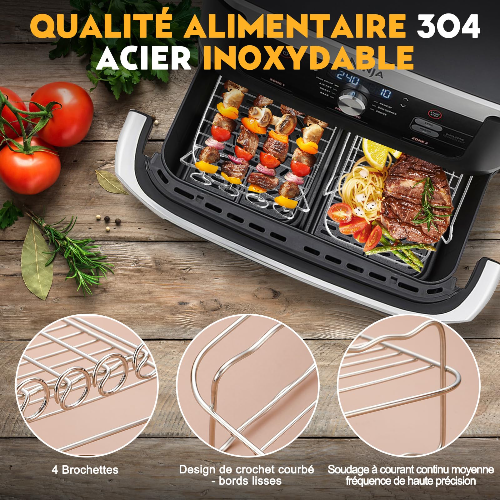 Accessoires Air Fryer pour Ninja AF500EU Foodi FlexDrawer 10.4L | Moule Silicone Air Fryer Ninja 10,4L, Plat pour Airfryer Réutilisable Panier(1x10,4 L+2x5,2 L), 22 Pièces