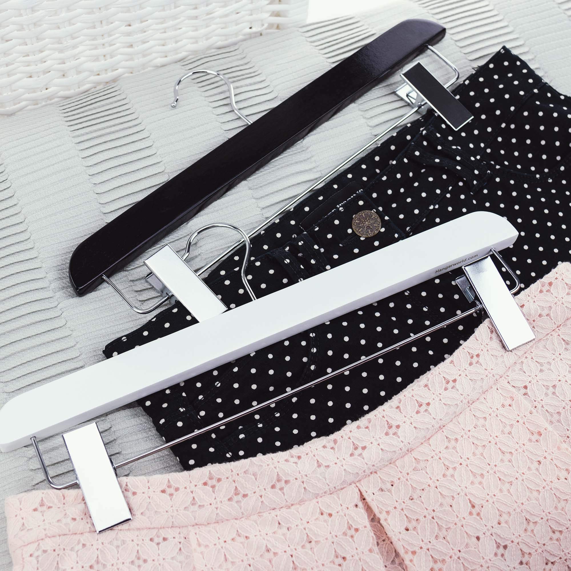 Hangerworld 10 grucce per pantaloni in legno, 36 cm, colore nero, con clip