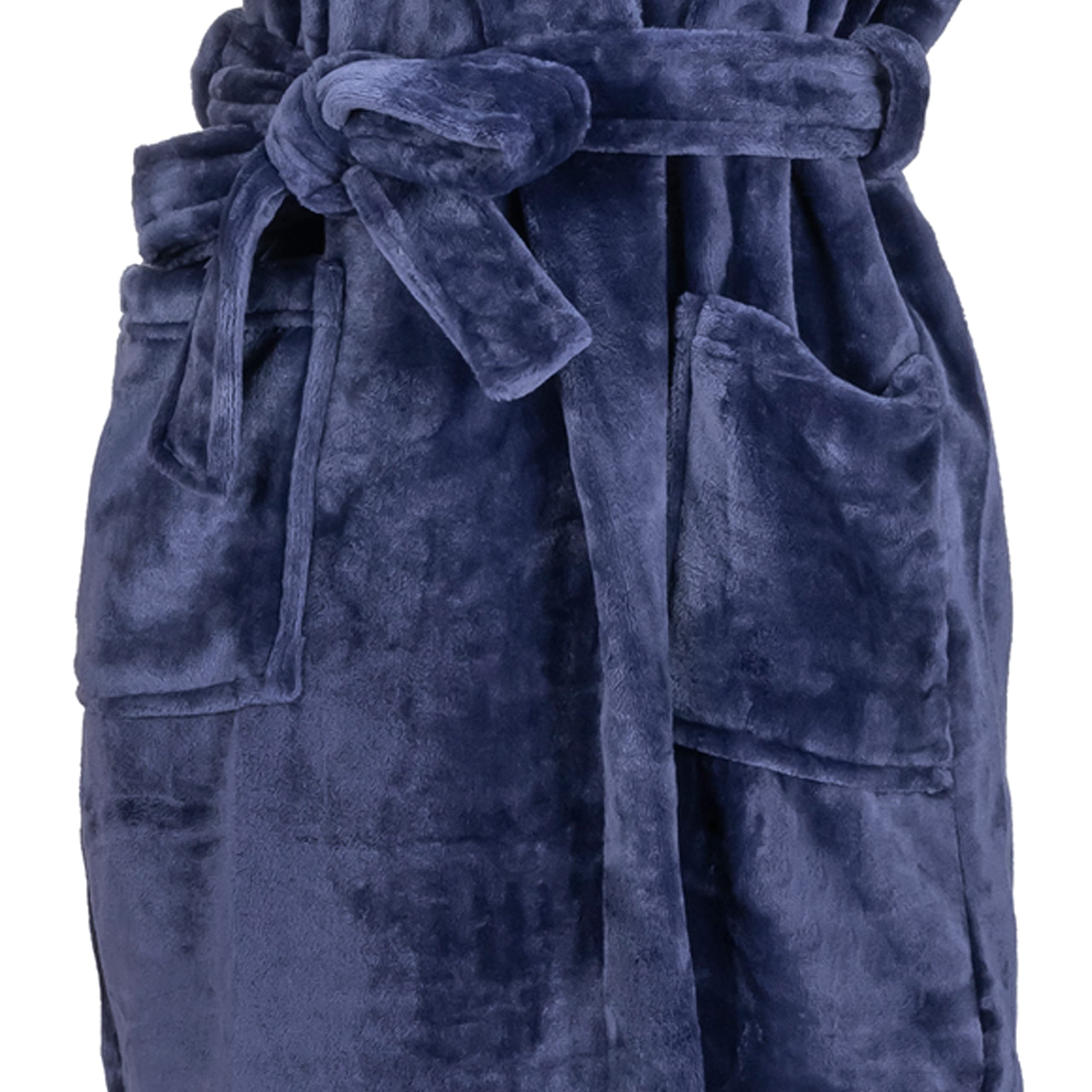 MONHOUSE Womens Dressing Gown - Premium Super Soft & Cosy Long Bathrobe - Ladies Thick Flannel Luxury Housecoat - Warm Fluffy Shearling Spa Robe for Her - Sherpa Bathrobe - Purple UK 8-10
