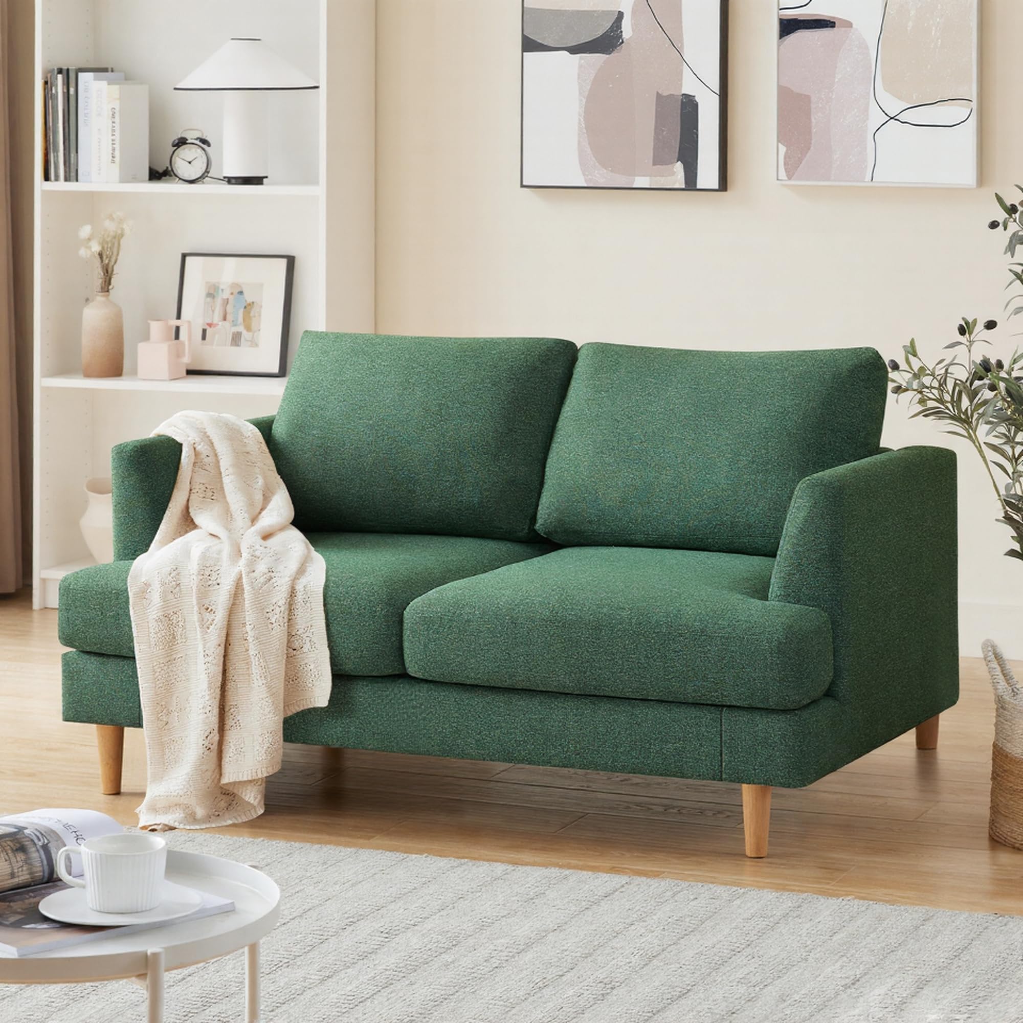 Loveseat Sofa 56 Small Couches for Small Spaces Love Seat with 2-Seat Upholstered Cushion Mid Century Modern Sofa