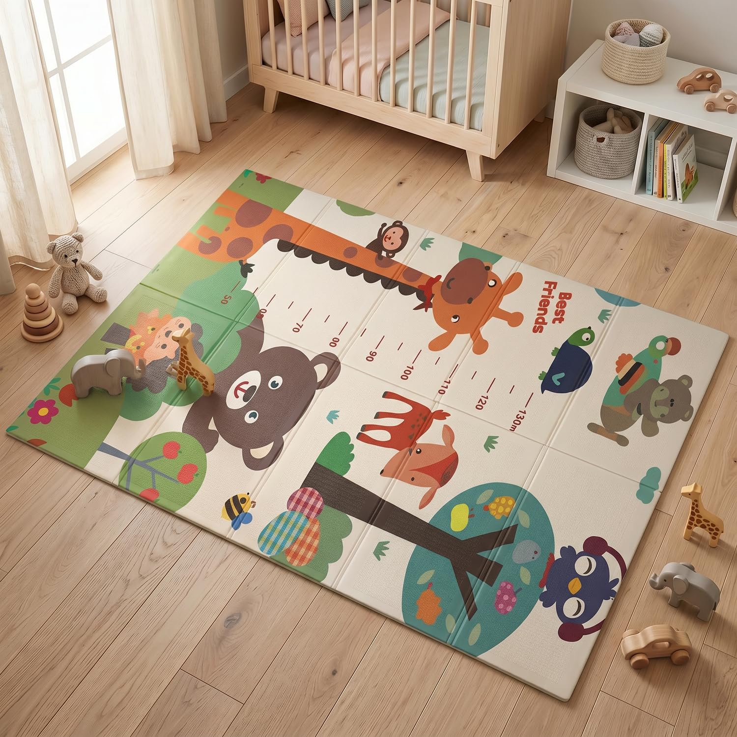 BabyPro Reversible Baby Play Mat, BPA-Free Foldable Mat, Cross-Linked Polyethylene, XPE Bounce-Back Cushioned Foam, Waterproof Learning & Crawling Mat, 6 x 5ft, 0.5cm Thickness, Growing Tails-image-41