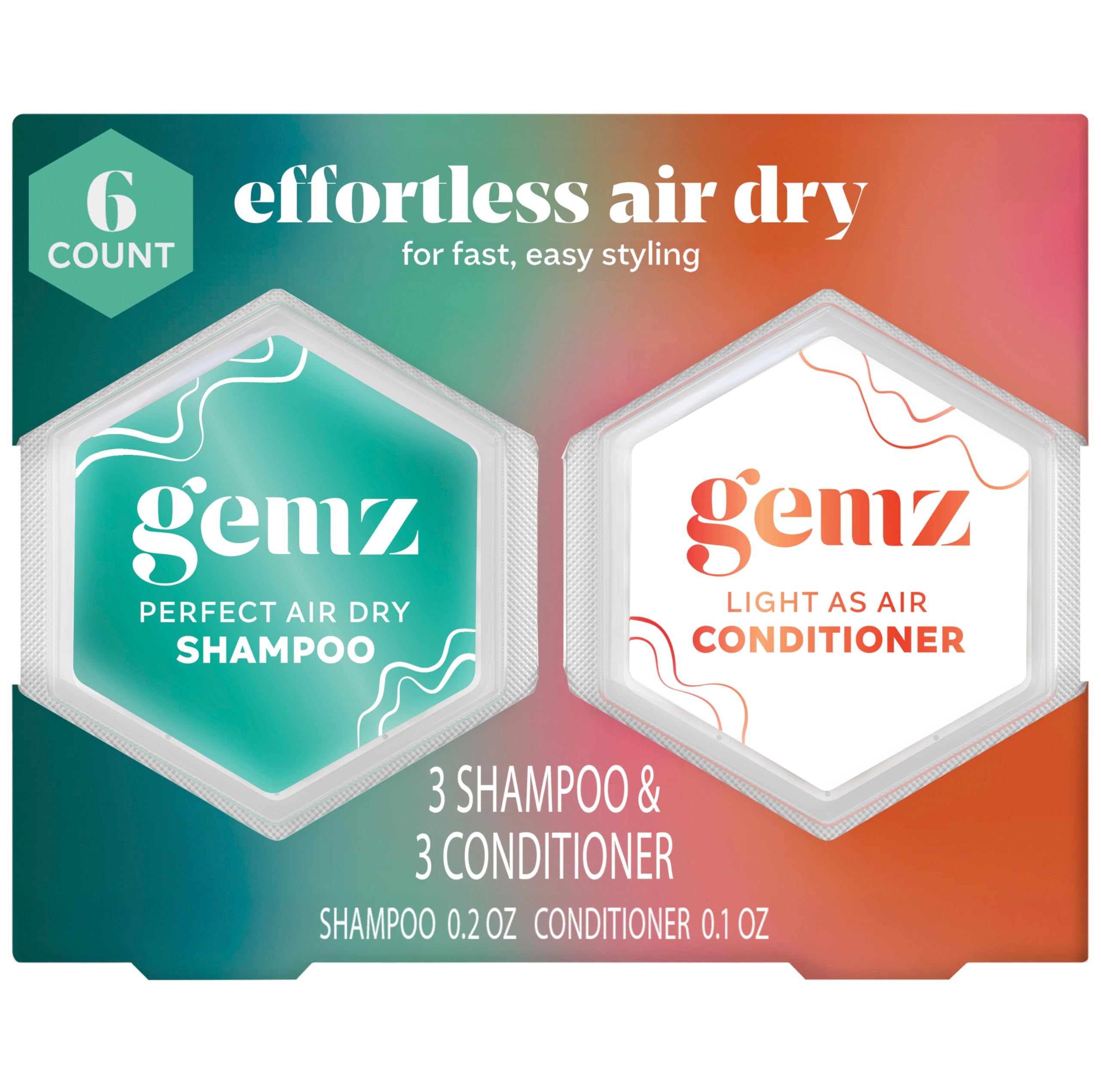 Gemz Shampoo & Conditioner Mini Variety Kit, Effortless Air Dry, Water-Activated Single-Dose Solid Hair Care, Shampoos a — beauty deal on Shopping With Noya