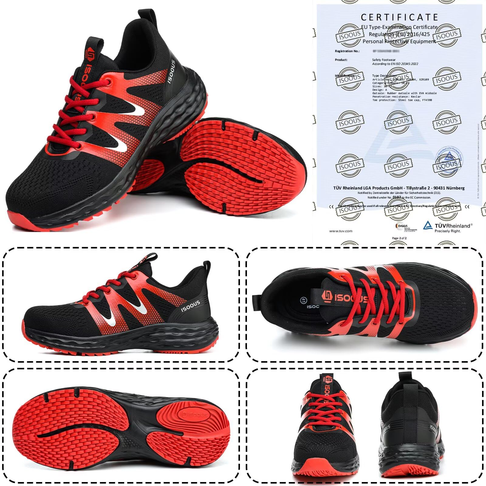 Scarpe Antinfortunistiche Uomo Donna Leggere Scarpe da Lavoro Comode Scarpe Sicurezza con Punta in Acciaio Traspiranti