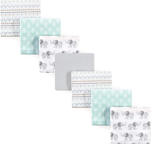 Miniatura 101 de Hudson Baby Paquete de 7 mantas receptoras unisex de franela de algodón para bebé, Dino Friends, talla única Abeja,Azul Verde Dino,Azul
