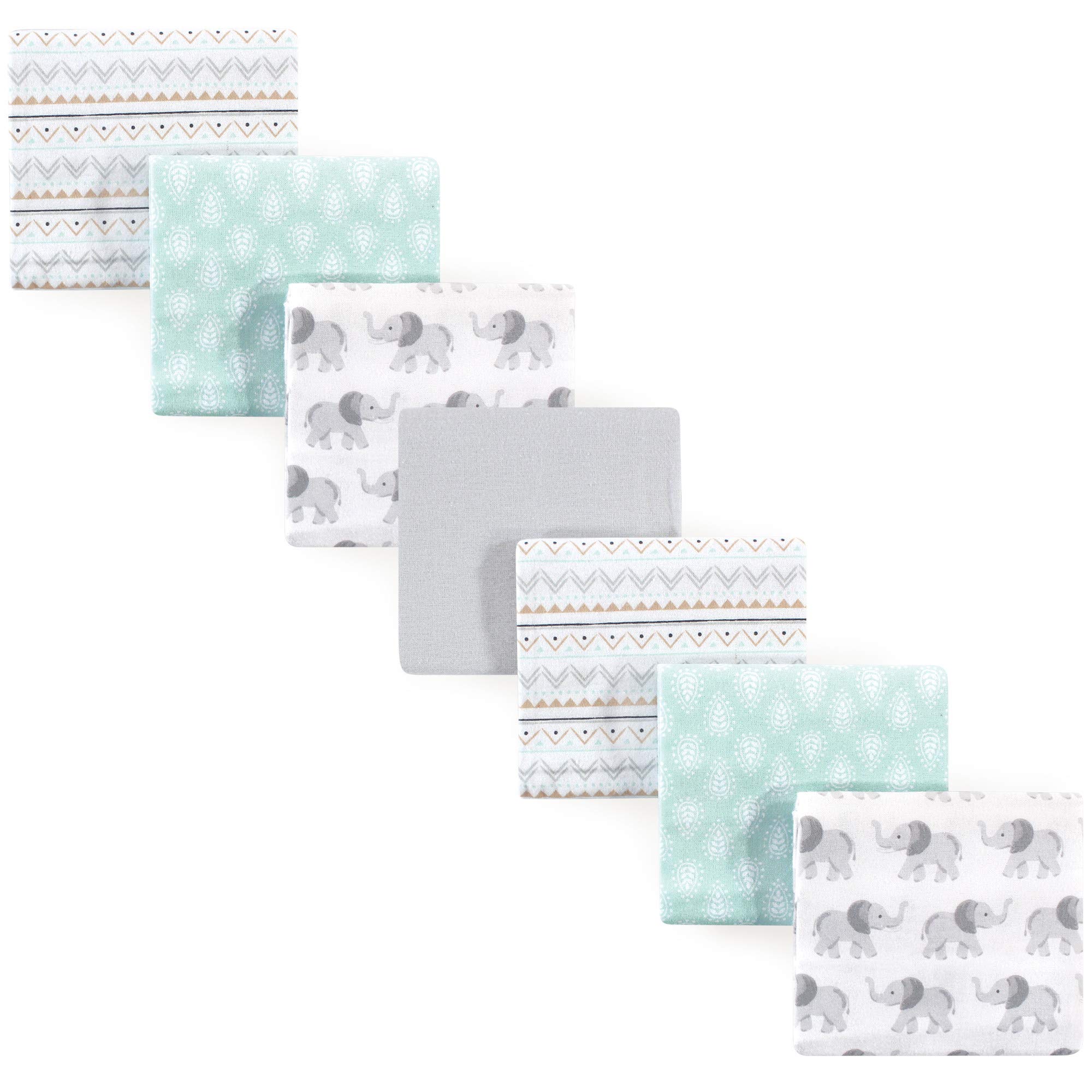 Hudson Baby Unisex Baby Cotton Flannel Receiving Blankets Bundle, Gray Elephant, One Size