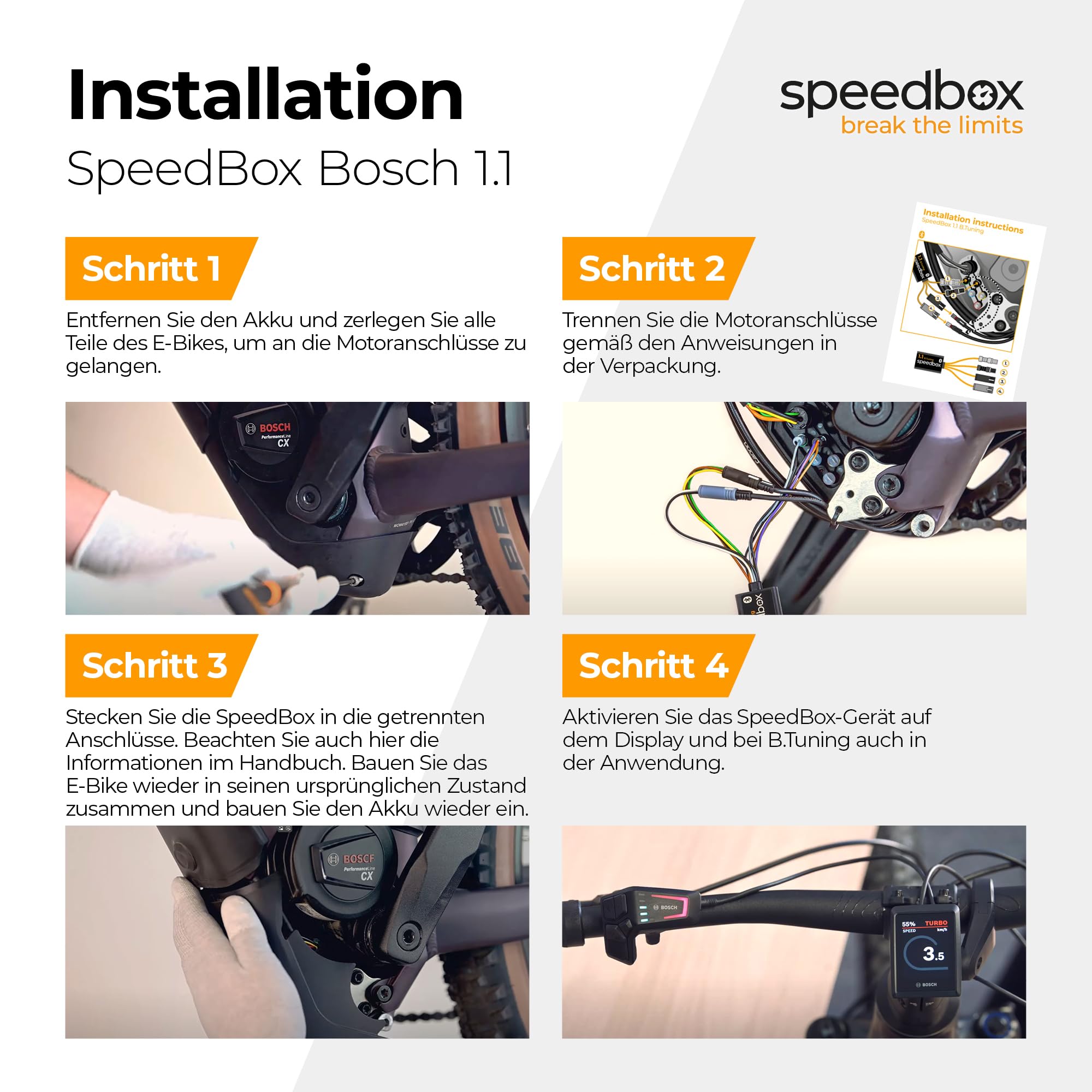 SpeedBox 1.1 kompatibel mit Bosch (Smart System) / E-Bike Premium Tuning-Chip für Bosch-Motoren mit Smart System