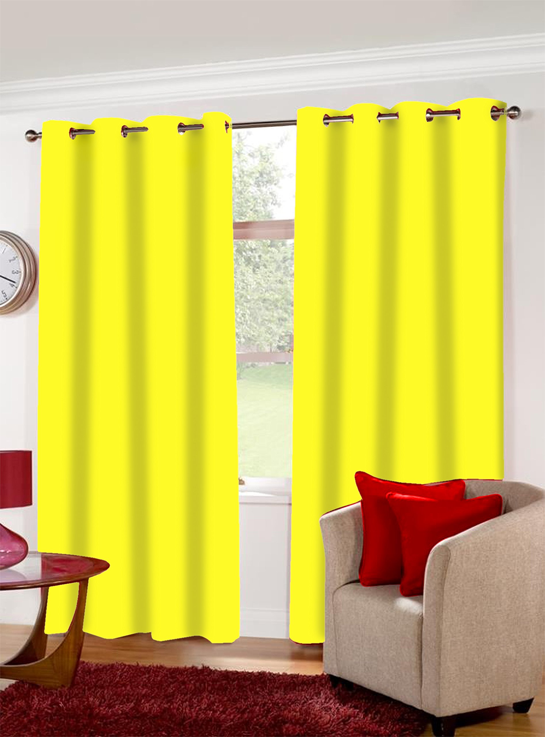 AIRWILL Cotton Well Weaved Solid Plain Color Door Curtains (Sized 120 Cm Width and 210cm Length, 4ft by 7ft) - Pack of 2 Pieces