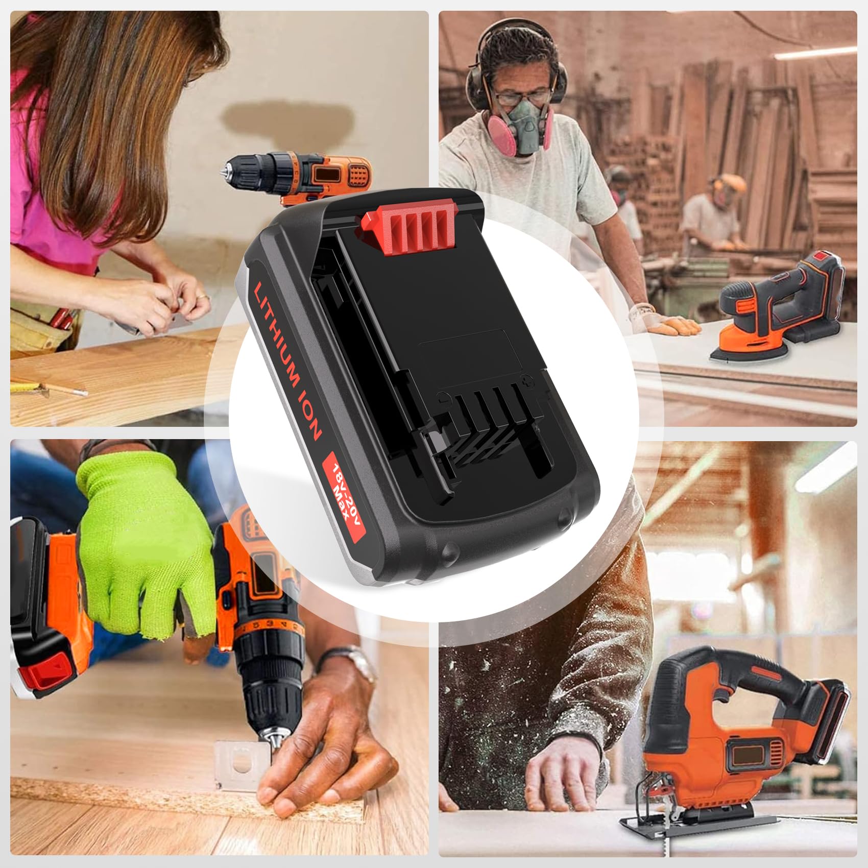 JYJZPB 2 x Batteria di Ricambio per Black Decker 18V BL2018-XJ LB2X4020 BL1518 BL2018 LBXR20 LBXR20-OPE LBXR20B-2 LB20 LBX20 Compatibile per Black Decker 18V BL1518-XJ BL1815-XJ LST220 LST201 LXT-400