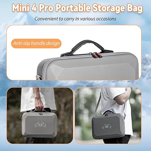 Miniatura 6 de O'woda Mini 4 Pro - Bolsa de almacenamiento portátil impermeable con correa de hombro ajustable para accesorios DJI Mini 4 Pro, compatible con mando