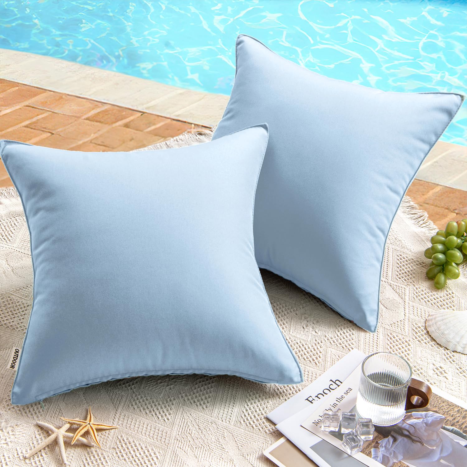 MIULEE Pack of 2 Decorative Pillow Covers Square Cushion Sham Throw Pillowcase Summer Shell Waterproof for Indoor Couch Chair Sofa Patio 16x16 Inch