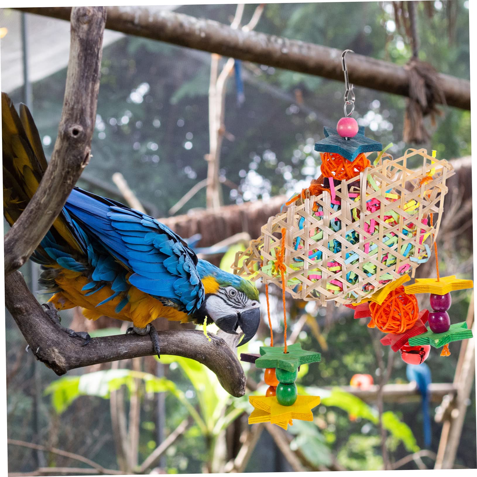 Mipcase 6pièces Jouet Suspendu pour Oiseaux avec Cloche Jouet à Mâcher pour Perroquets Et Oiseaux Accessoire De Cage Et Décoratif