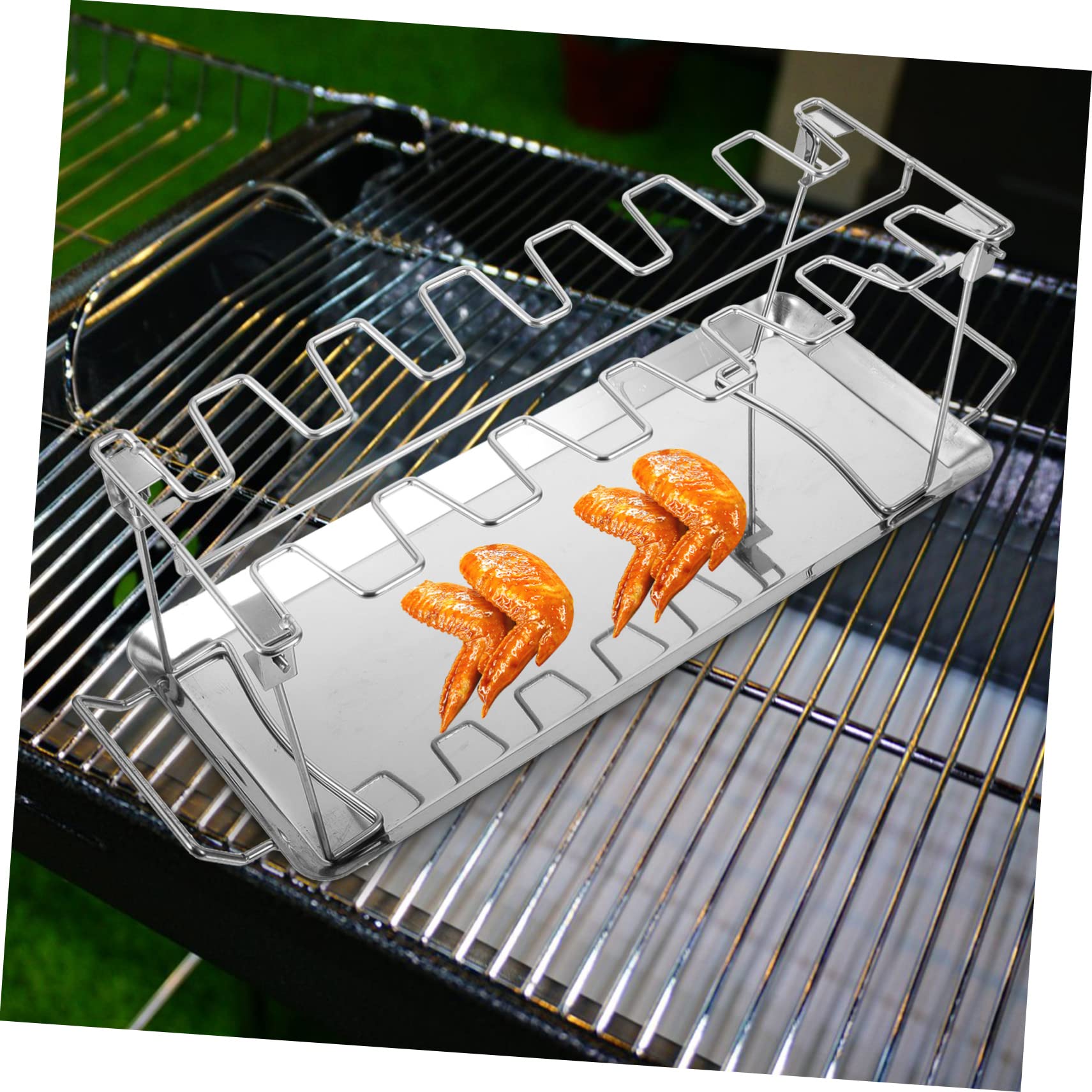 Toyvian Barbecue in Acciaio Inox Di Forchette Per Grigliare Vassoio Per Arrostire Supporto Per Cosce Di Pollo Forchette Per Tacchini Spiedini Portatili Per Bistecche Per Affumicare Leccard