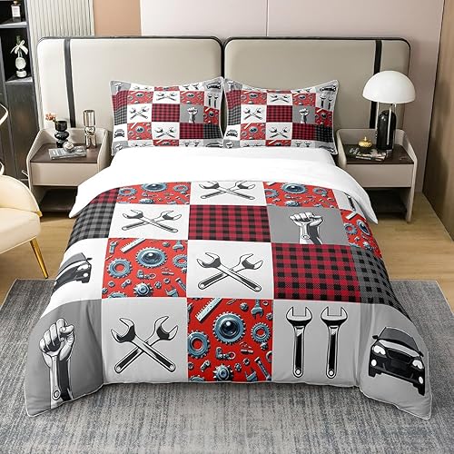 Miniatura 21 de Juego de ropa de cama tamaño King 100% algodón con notas musicales de piano y clave musical, juego de ropa de cama para niños y niñas, diseño retro