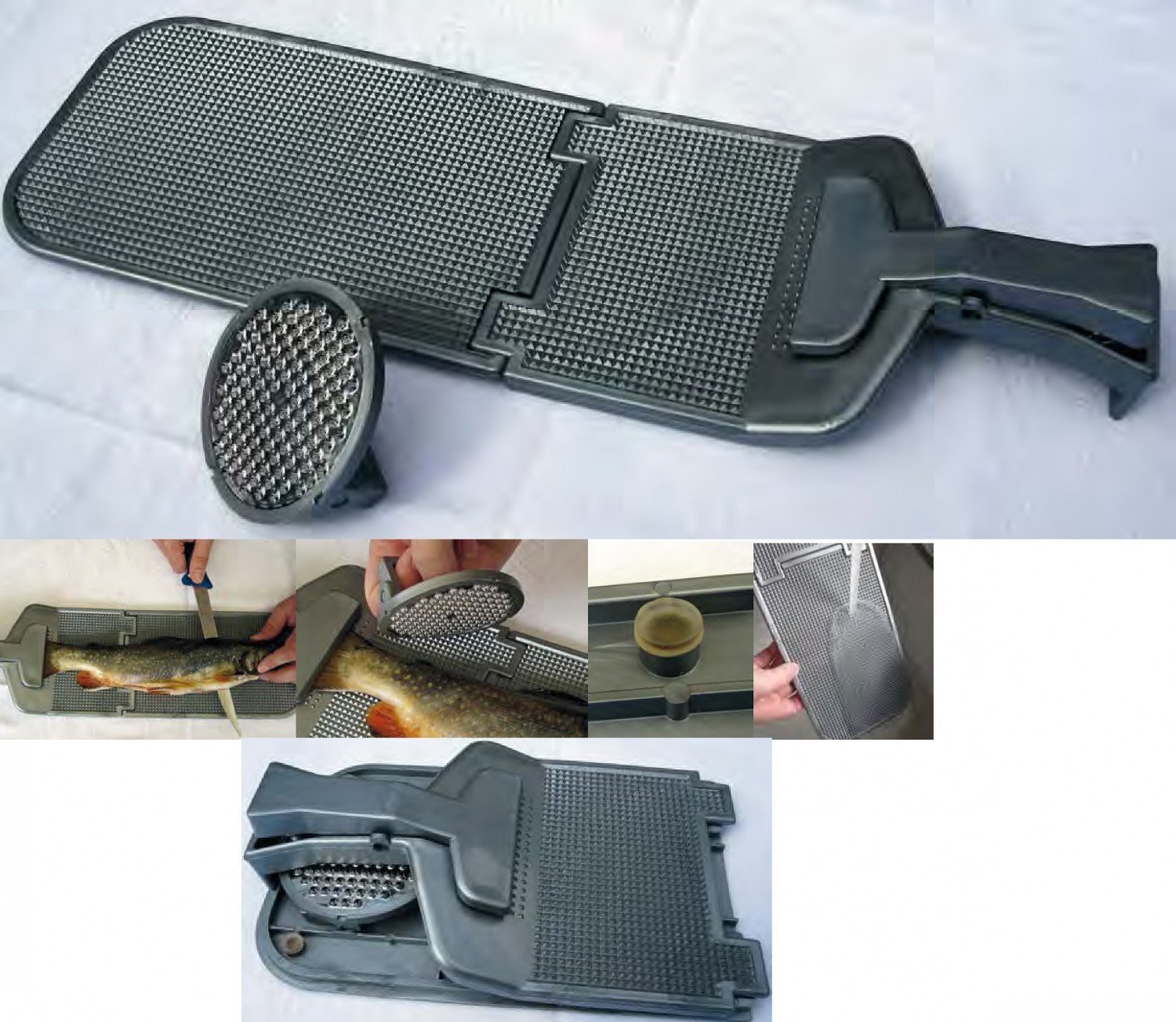 Kit de préparation de poisson avec couteau à fileter et planche à fileter pliable + autocollant Petri Heil!