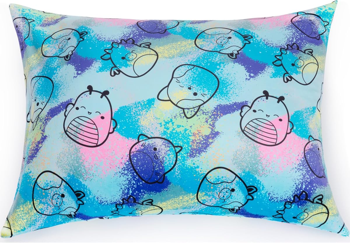 SquishPillow by Original Squishmallows Standard Pillowcase - Ultra Soft Blue “'Mallow Nights” Pillow Cover