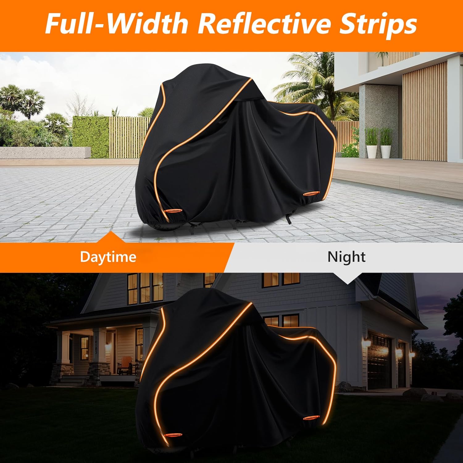 420D Waterproof Motorcycle Cover for Harley Davidson Cruiser, Softail Standard, Iron 883, Heritage Classic 114, Fat Boy, Sport Glide, Shadow Cruiser,Windproof Heavy Duty Outdoor Bike Cover