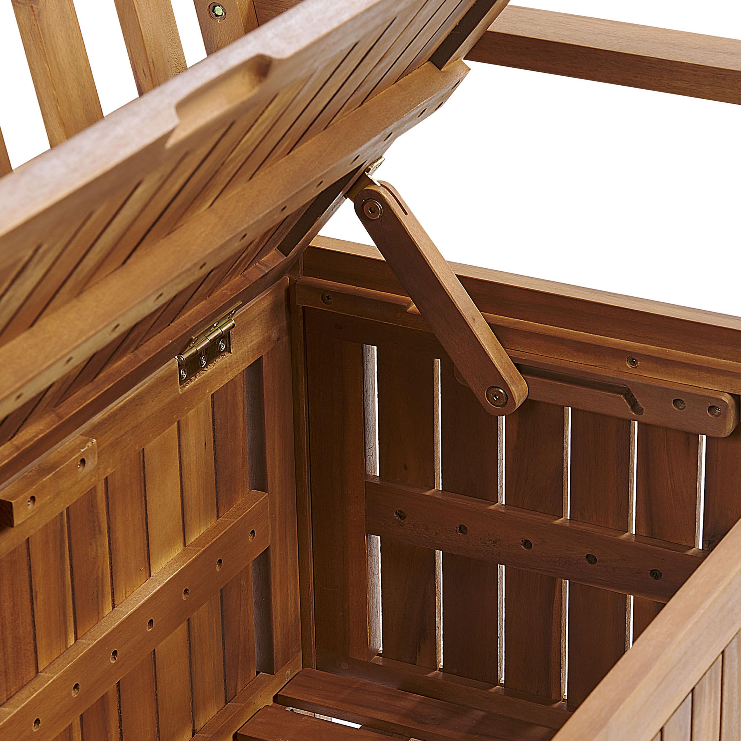 Beliani Banc de Jardin avec Coffre de Rangement Ultra Pratique en Bois d'Acacia Narurel et Résistant Idéal pour Organiser Votre Espace Extérieur