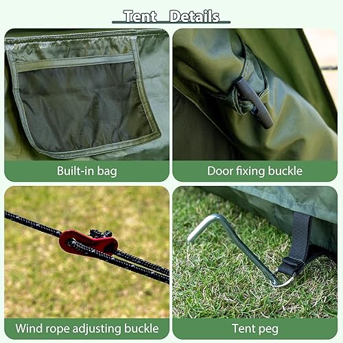 Miniatura 5 de Tienda de campaña inflable con bomba de mano, impermeable, para exteriores, tienda de campaña Oxford para 4 estaciones, con ventanas de malla y