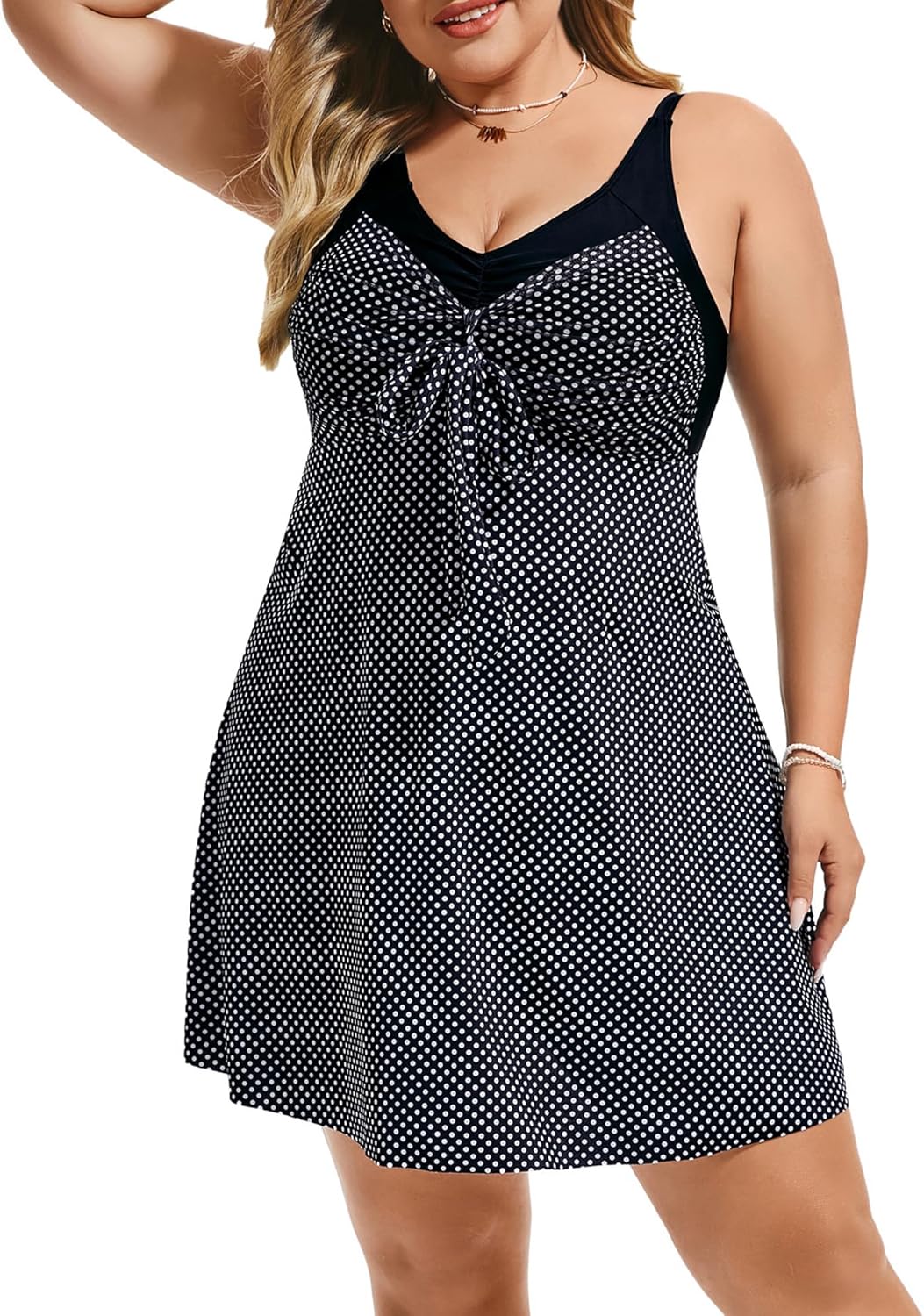 Hanna Nikole Women's Two Piece Swim Dress, Plus Size Tankini Swimsuit, Modest Tummy Control Swimwear with Boyshorts