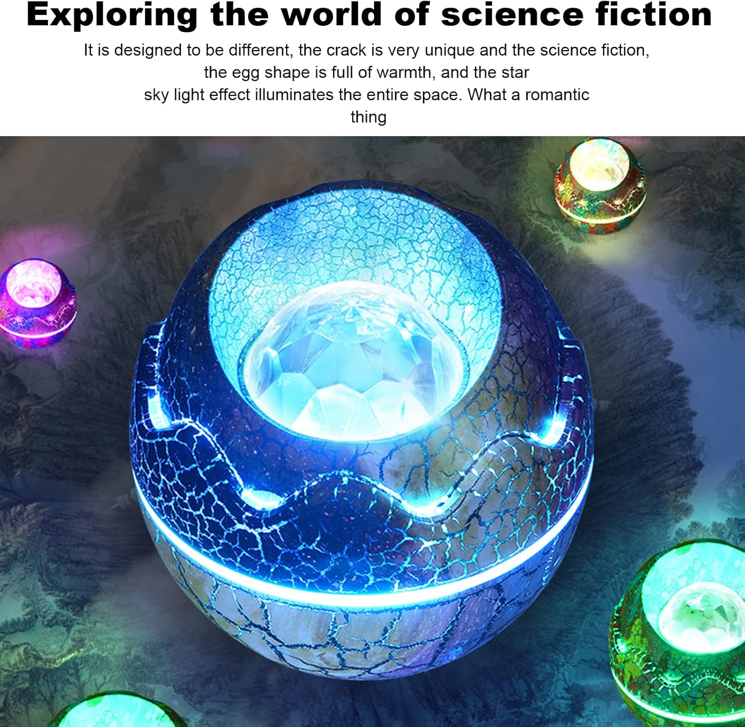 Galaxy Star Projector, Adjustable Angle White Noise Dinosaur Egg Night Light with 2 Timing Functions, 3 Control Methods, BT Speaker, (Battery Not Included)