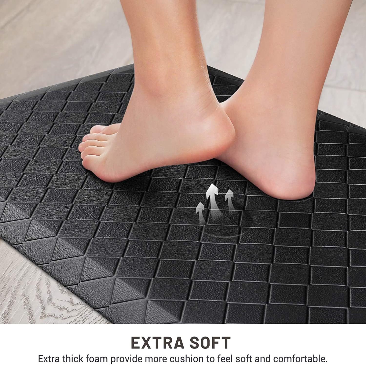 Gepolsterte, ermüdungshemmende Küchenmatte, Dicke, wasserdichte, rutschfeste Matte, strapazierfähige, ergonomische Komfortmatte, for Küche, Boden, Büro, Spüle, Waschküche(Gray,44x120x1.2MM)