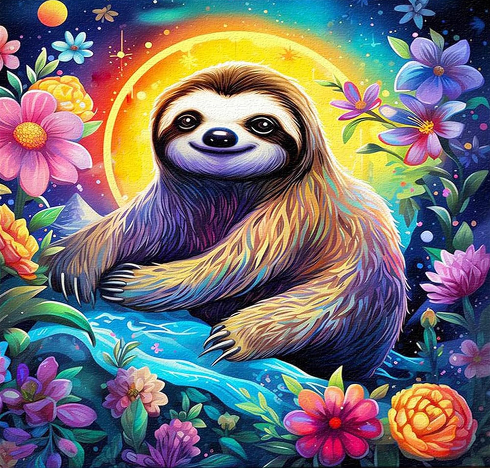 Nznanchu Sloth Animal Diy Paint By Number For Adults, Painting Kits For Adult,Flowers Color By Numbers,Paint By Number Canvas Crafts Watercolor For Beginner Room Decor