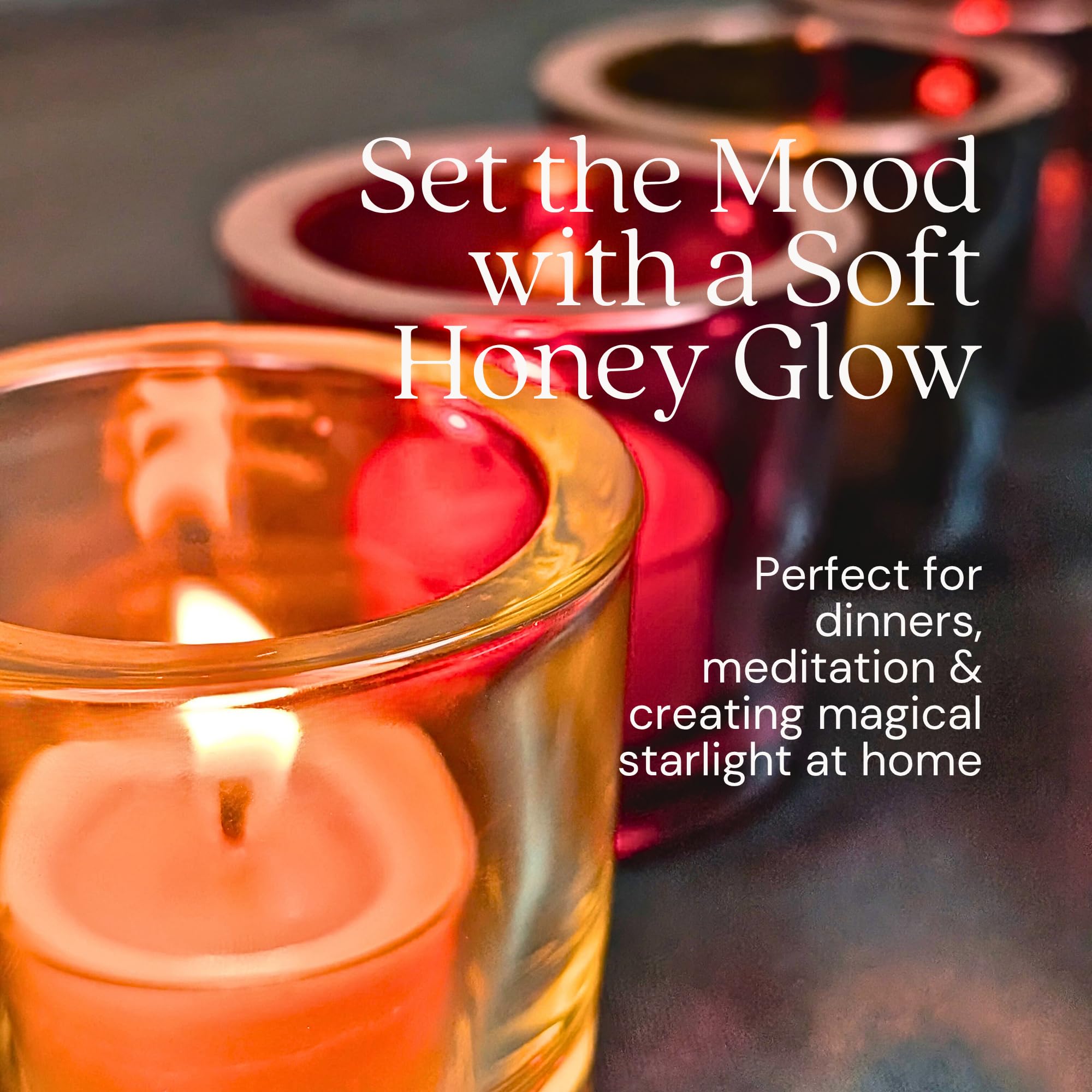 Bluecorn Beeswax Velas de té, cera de abejas 100 % pura y natural, velas de té amarillas, sin fragancia, sin parafina ni soja, combustión limpia, larga duración (4-5 horas), hechas en Estados Unidos