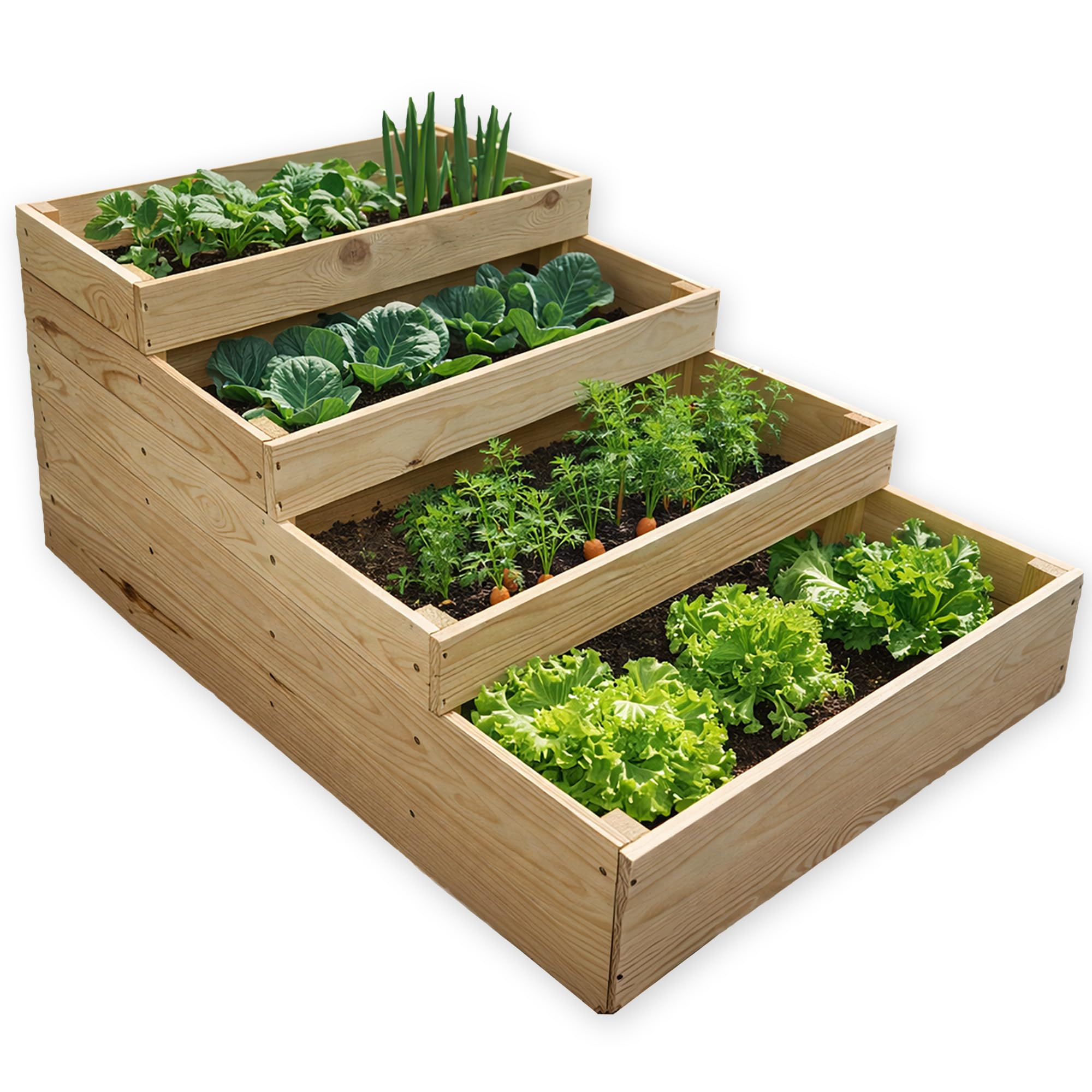 MG Design Potager surélevé en Bois 120 x 90 x 47,5 cm – Bac Potager 4 Niveaux pour légumes, Herbes et Fleurs, bac de Culture extérieur pour Jardin et terrasse